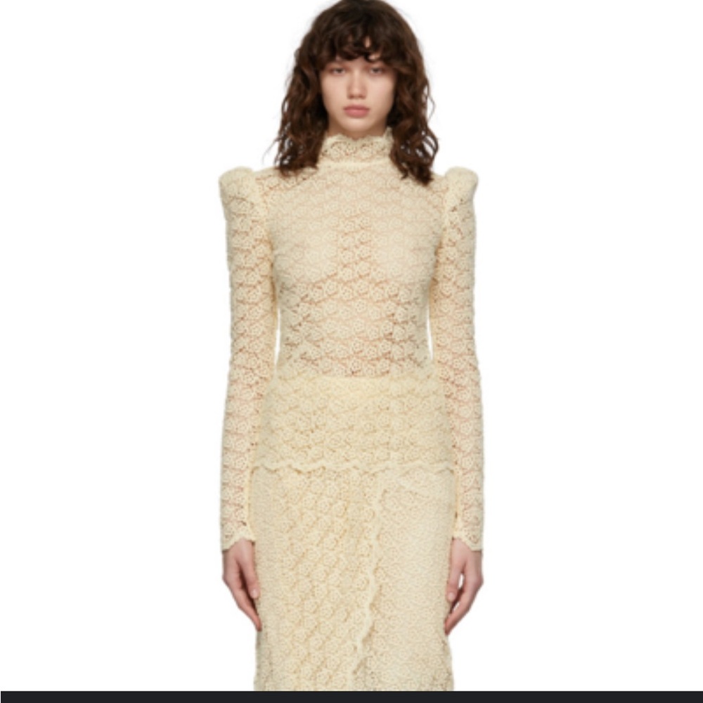 Isabel Marant Ellen Puff Sleeve Ivory Lace Top